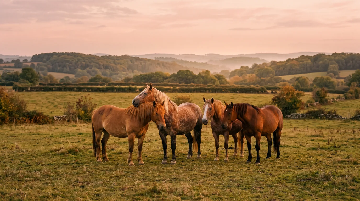 Les chevaux du Ecurie de Leygalie en liberté, Dordogne